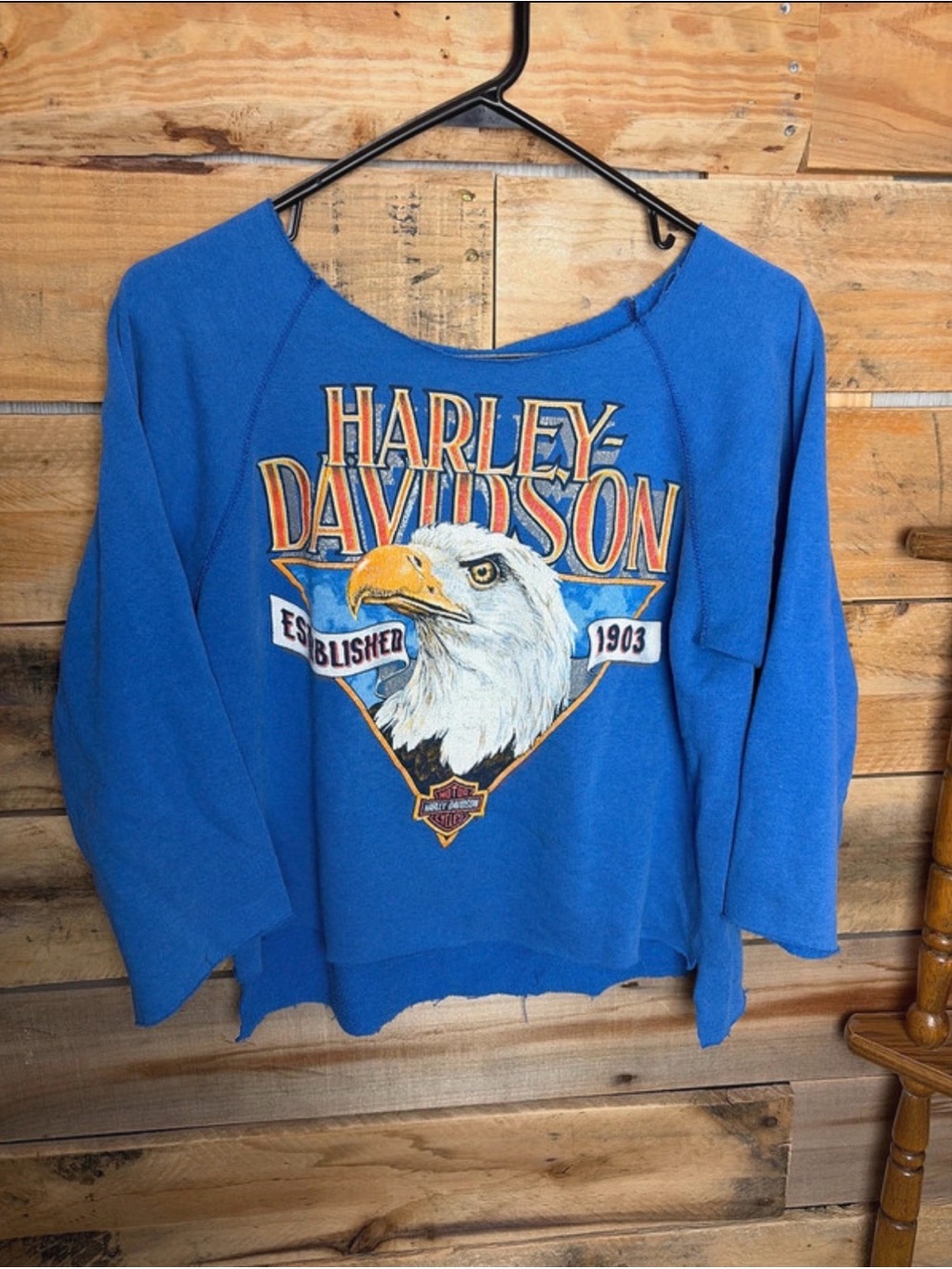 Harley-Davidson 90s Womens Blue Eagle Graphic Reworked Sweatshirt